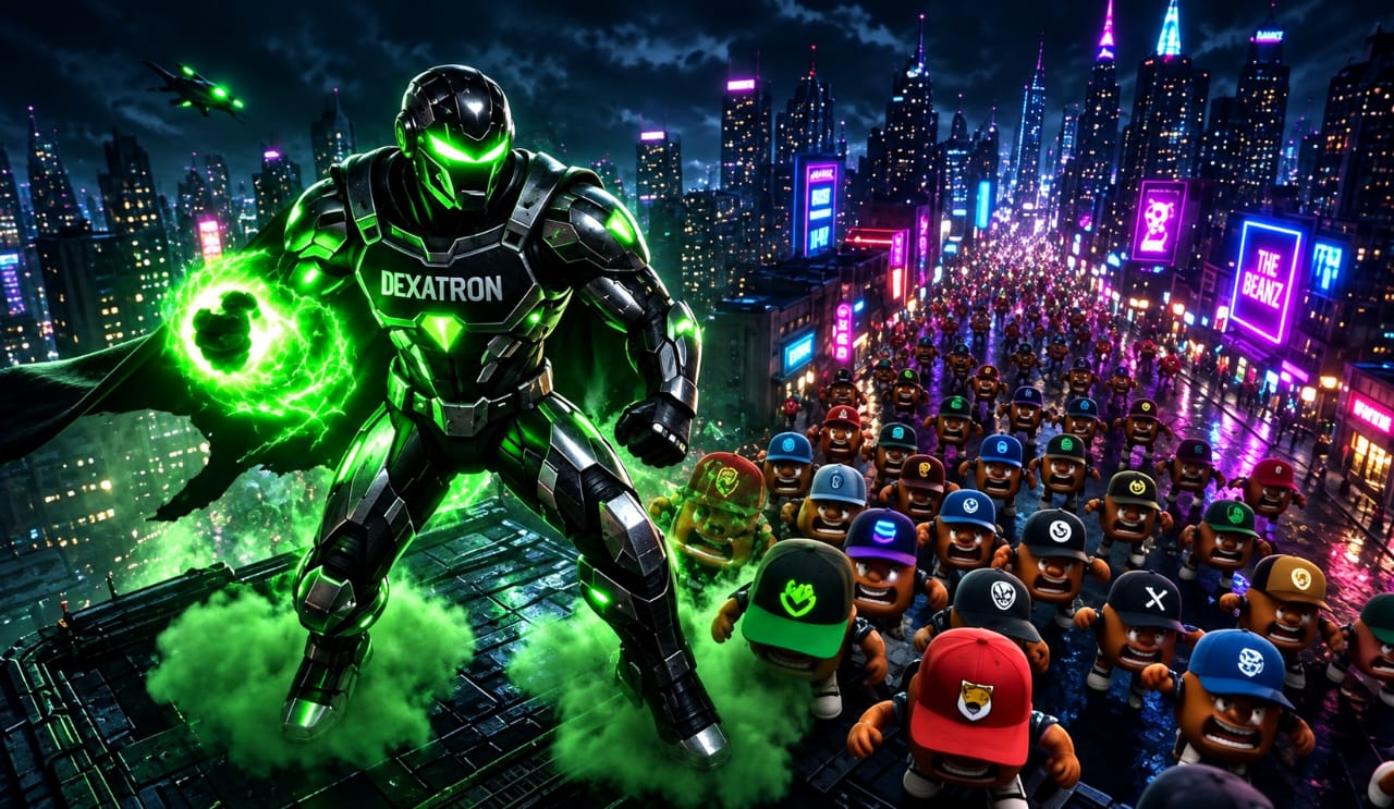 Dexatron with the Beans community behind him